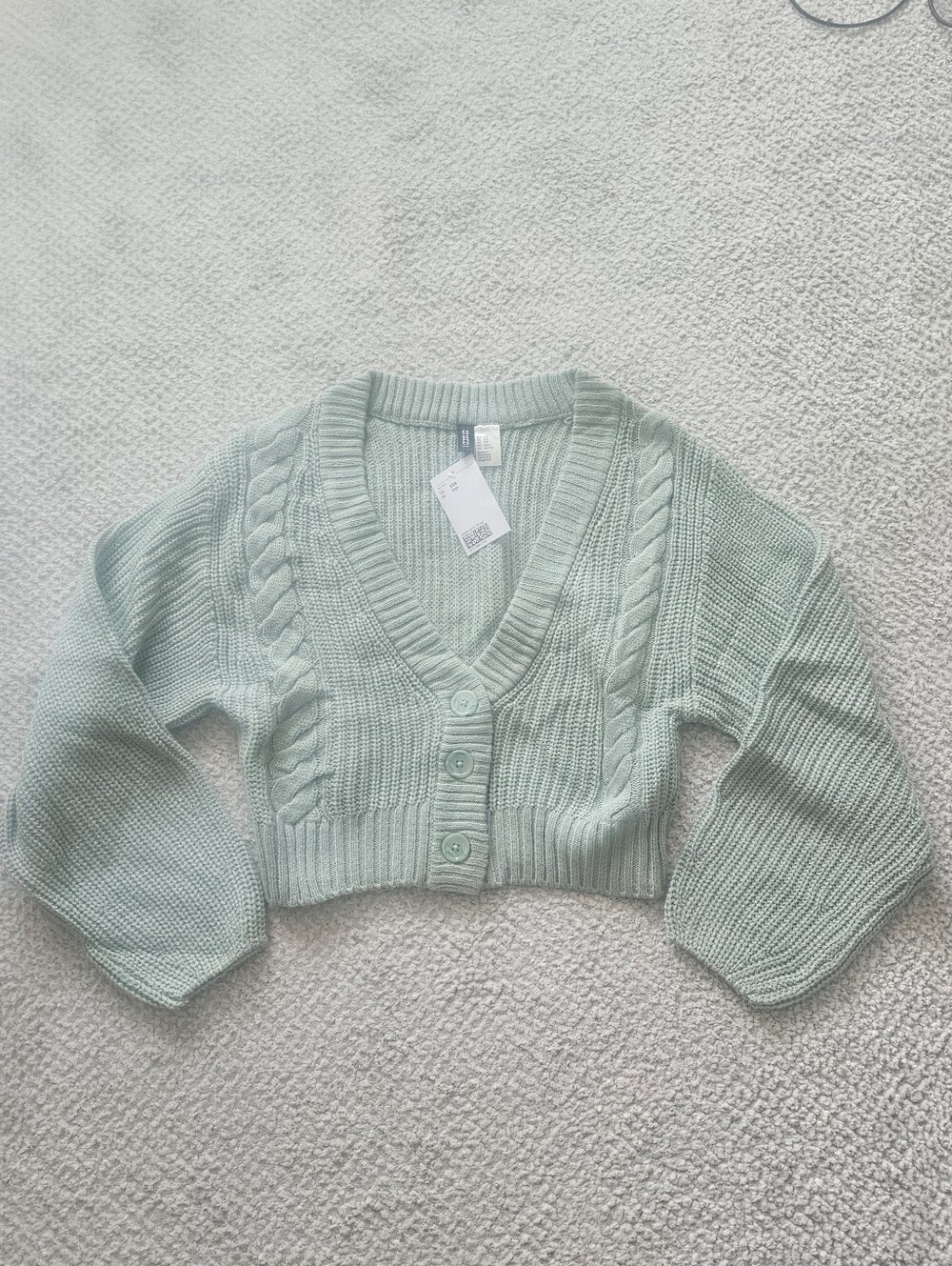 H&M Mint Knit Button Front Cardigan XXS NWT